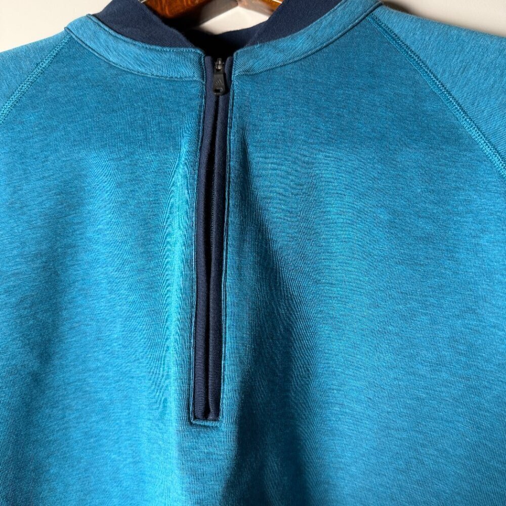 Adidas Quarter Zip Turquoise & Navy Long Sleeve Sweatshirt Size XL - Picture 7 of 10